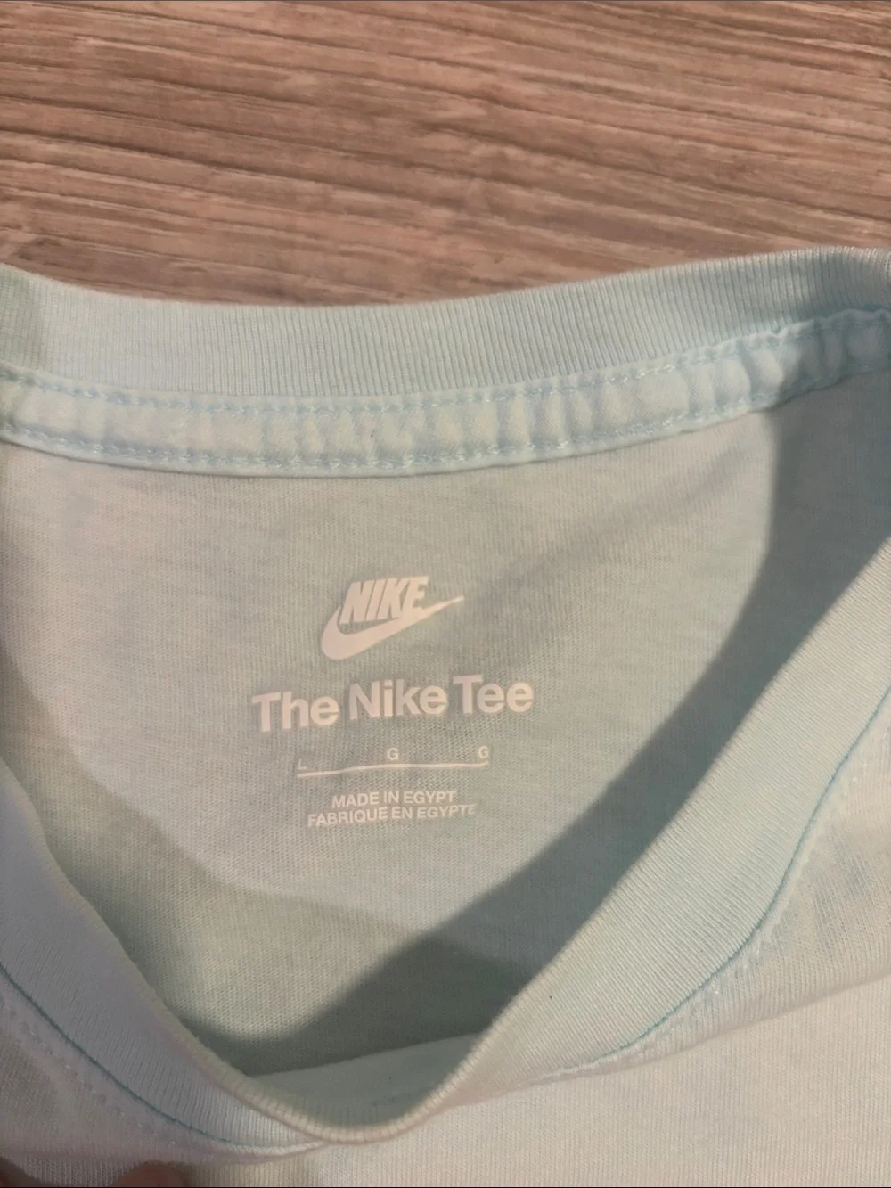 Nike Men’s Light Blue Tee with Pink 'Hot Waffles To Go' Graphic